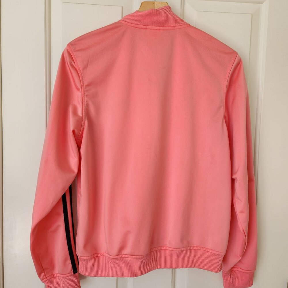 Adidas Peach Pink Full-Zip Track Jacket Stripes Sporty Athletic Glam Feminine - Picture 2 of 11